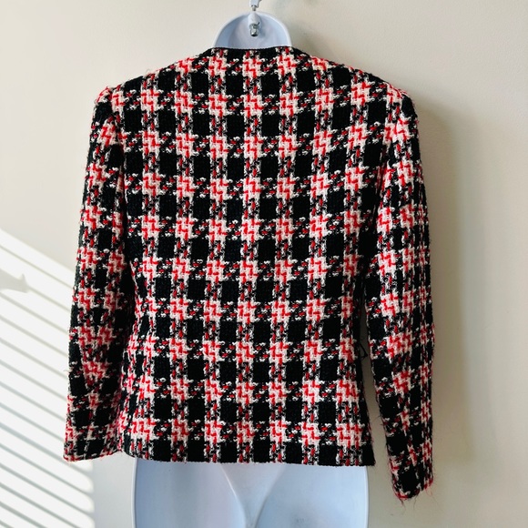 Beautiful Vintage Plaid 2 Pc Double Breasted Tweed Skirt Suit Size 2 - Picture 9 of 13